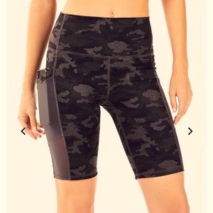 Fabletics green/charcoal bike shorts NEW w/o tags